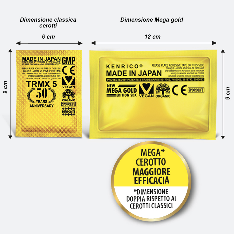 Cerotto Detox Kenrico Mega Gold SDX 1 (6 pz.) - DIMENSIONE DOPPIA RISPETTO AL CEROTTO CLASSICO - immagine 2